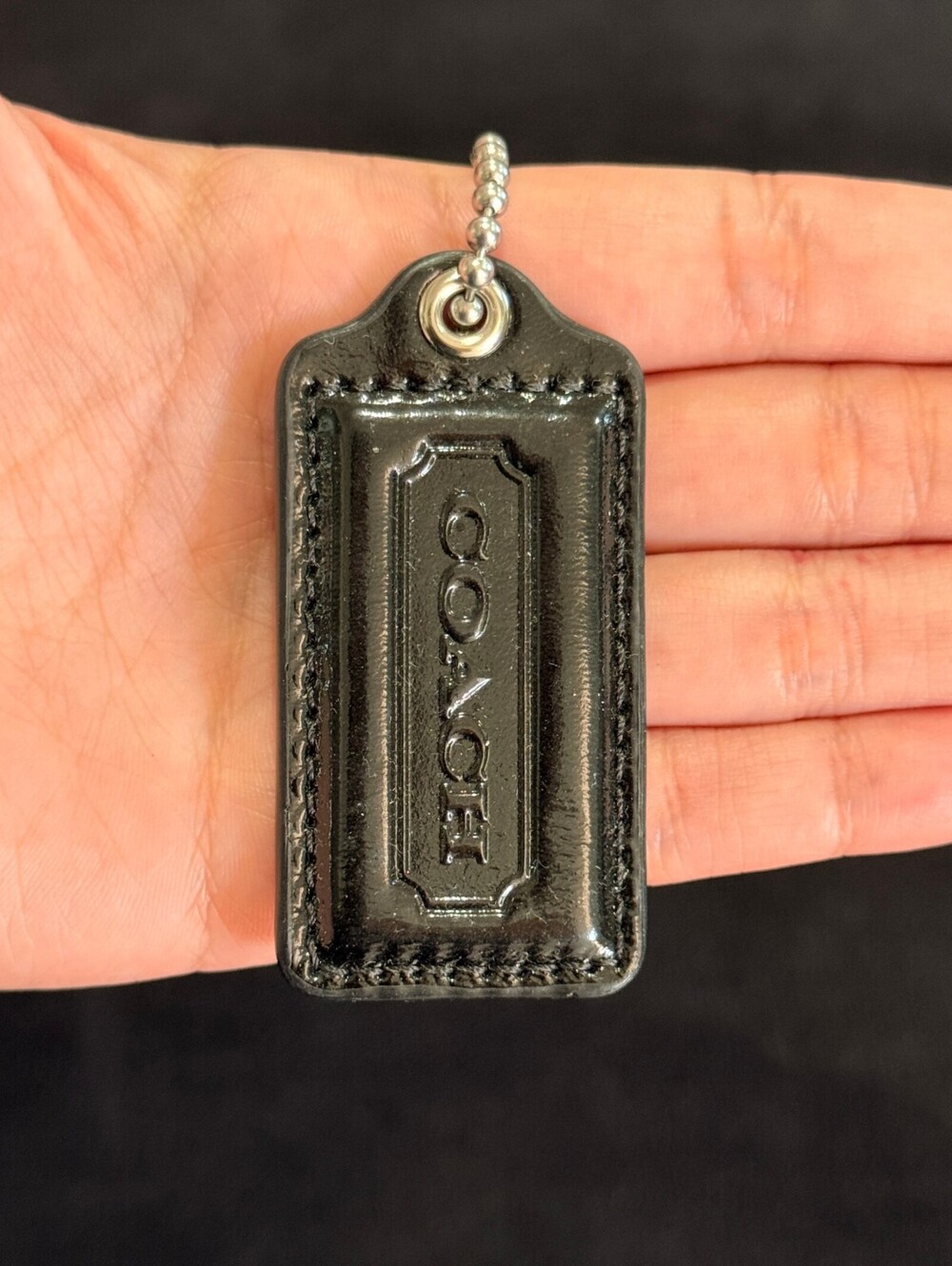 2.5" Y2K Coach Leather Key Fob Keychain Hang Tag Hangtag